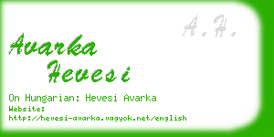 avarka hevesi business card